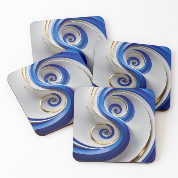 Item preview, Swirling Blue and Gold Spirals designed and sold by Vicky Brago-Mitchell®.