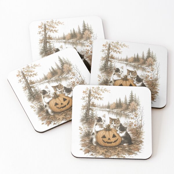 Item preview, Adorable Halloween Kittens Playing Around Smiling Jack O Lantern Pumpkin Together designed and sold by Daisy Grimes.
