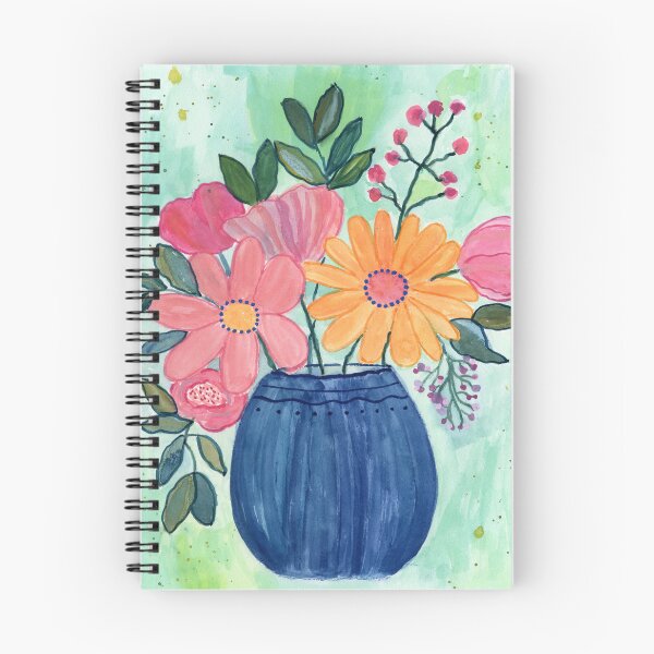 Item preview, Maximalist Bouquet - Blue Vase Pink Florals designed and sold by A Painted Garden  .