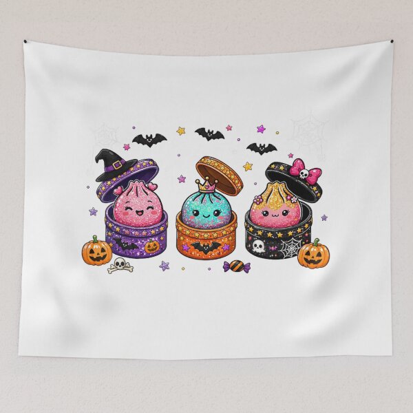 Item preview, Cute Halloween Dumplings Popping From Magical Witch Surprise Gift Boxes designed and sold by Daisy Grimes.