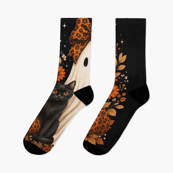 Item preview, Cute Ghost Girl With Black Cat Enjoying Cozy Autumn Halloween Coffee designed and sold by Daisy Grimes.