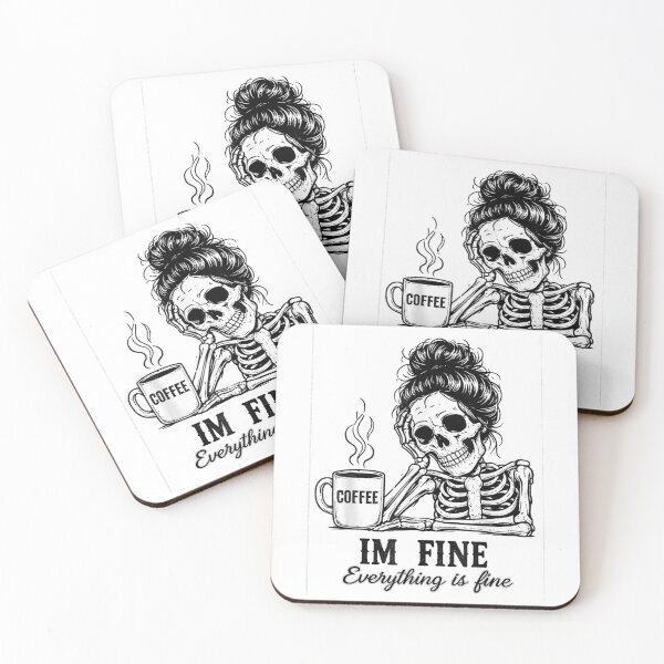 Item preview, Funny Coffee Skeleton Everything Is Fine Gothic Halloween Morning Mood designed and sold by StanaLuis.