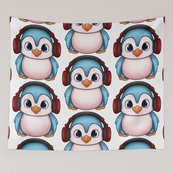 Item preview, Cute Penguin Wearing Headphones Kawaii Cartoon designed and sold by vasetti-press.