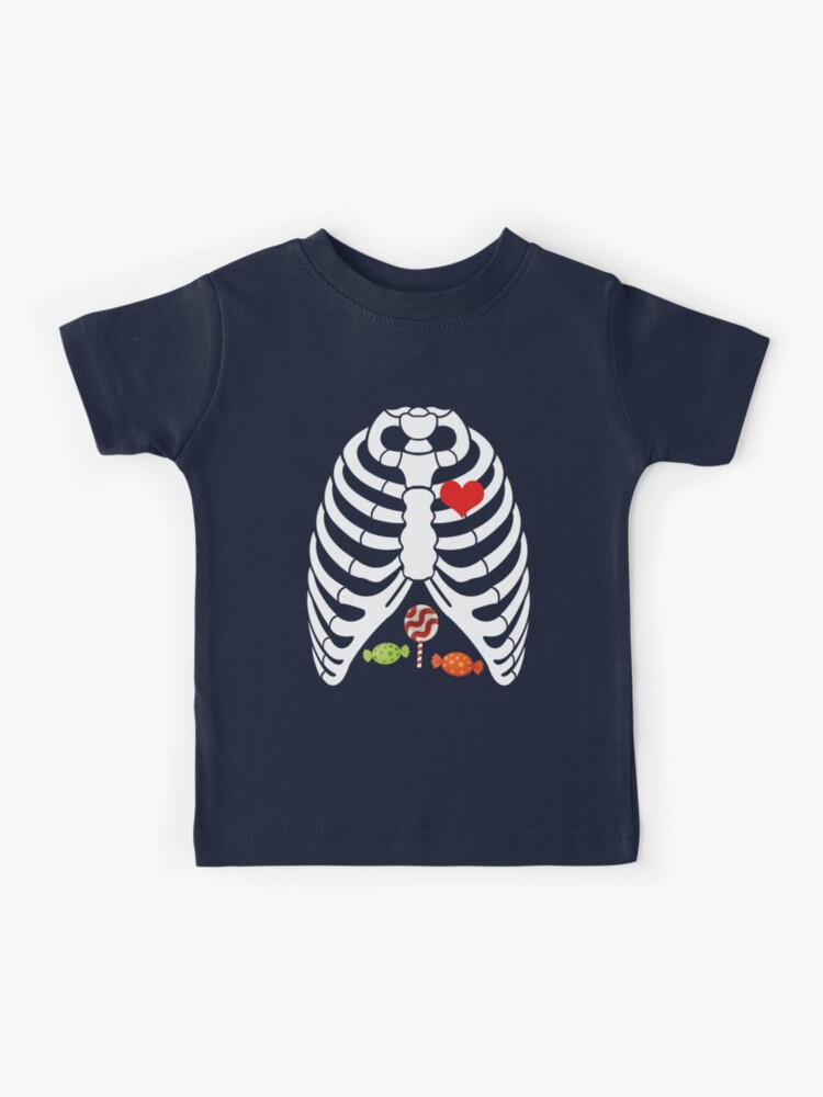 Candy Skeleton Rib-cage X-Ray Front and Back Halloween Toddler Kids T-Shirt