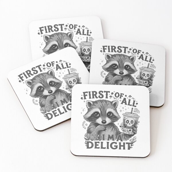 Item preview, First Of All I'm A Delight - Funny Sarcastic Raccoon Coffee designed and sold by Steele-Art.