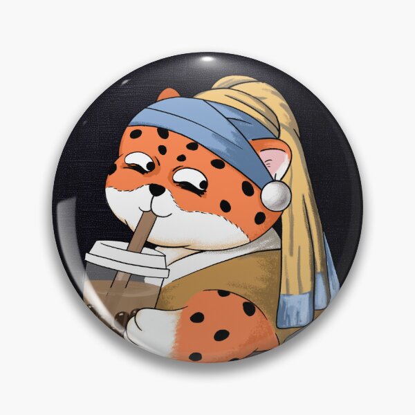 Item preview, Chica leopardo con un descanso para tomar té de burbujas. designed and sold by Moody Critters.
