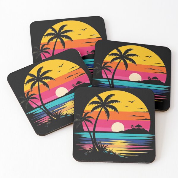 Item preview, Retro Tropical Beach Sunset Palm Tree Summer Vacation designed and sold by haitrieuic96.