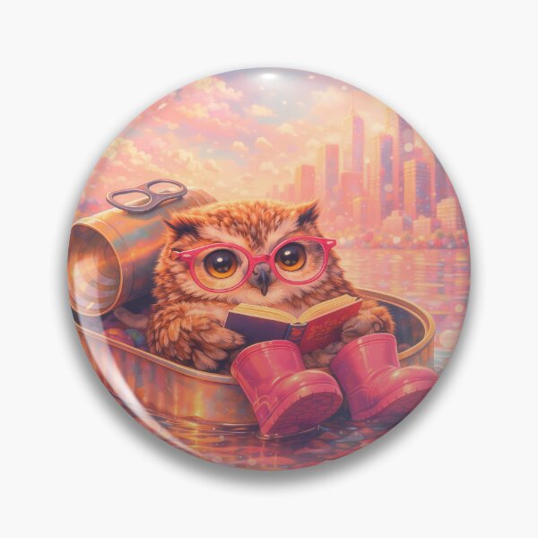 Item preview, Funny Owl Reading in a Tin Can Boat designed and sold by m-y-A-I-A-R-T-.