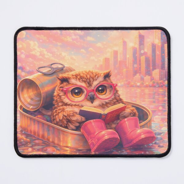 Item preview, Funny Owl Reading in a Tin Can Boat designed and sold by m-y-A-I-A-R-T-.