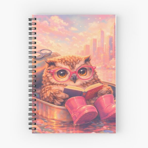 Item preview, Funny Owl Reading in a Tin Can Boat designed and sold by m-y-A-I-A-R-T-.