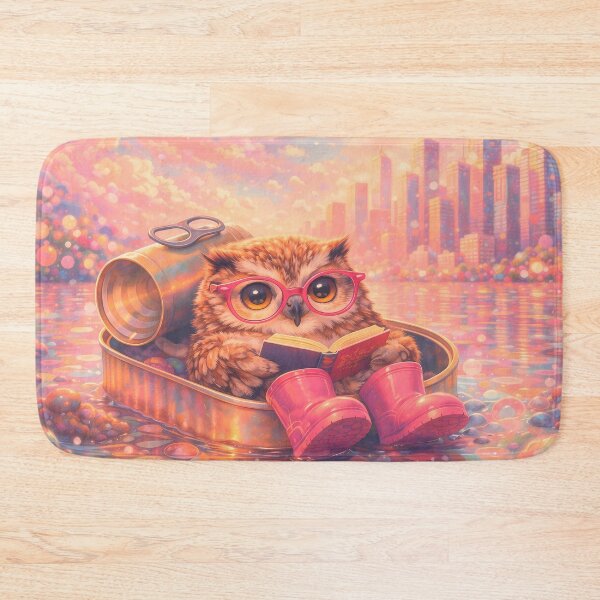 Item preview, Funny Owl Reading in a Tin Can Boat designed and sold by m-y-A-I-A-R-T-.