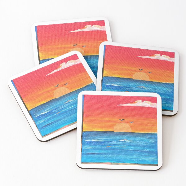 Item preview, Vibrant Ocean Sunset with Flying Birds designed and sold by Pratisanartist.