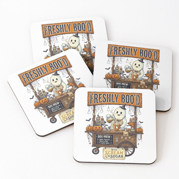 Item preview, Freshly Boo’d Ghost Barista Coffee Stand – Cute Halloween Boo Brew designed and sold by BumbleBloom7.