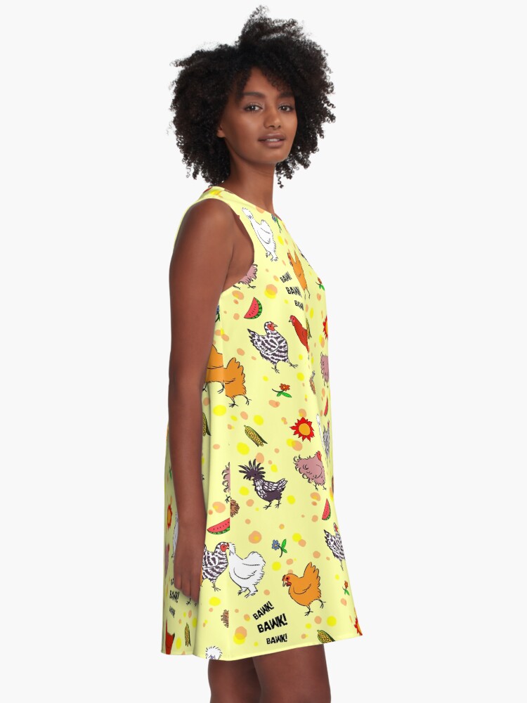 Alternate view of Cute seamless chickens pattern cartoon A-Line Dress