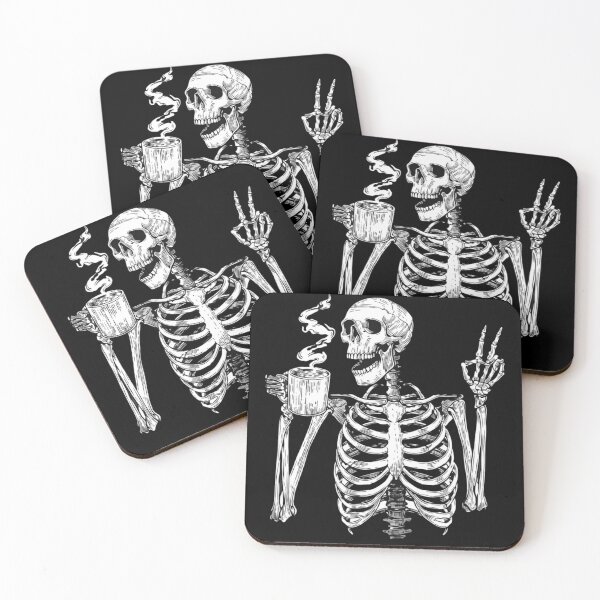 Item preview, Skeleton Drinking Coffee Peace Sign Vintage Aesthetic designed and sold by haitrieuic96.