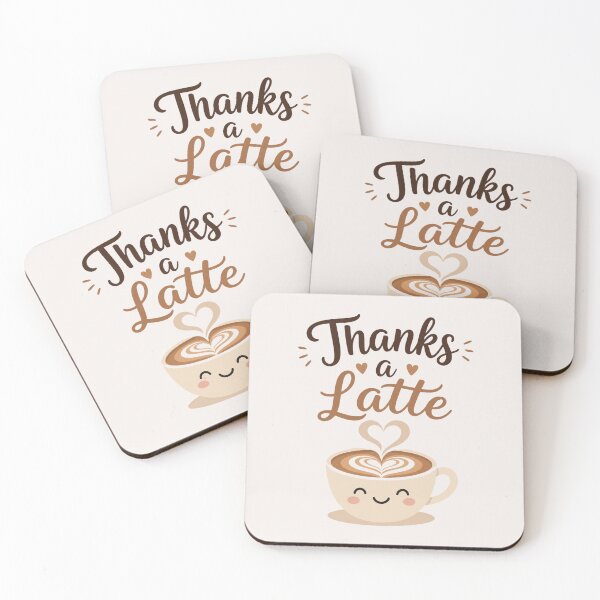 Item preview, Thanks A Latte Cute Coffee Pun Illustration designed and sold by Cerys-GS.