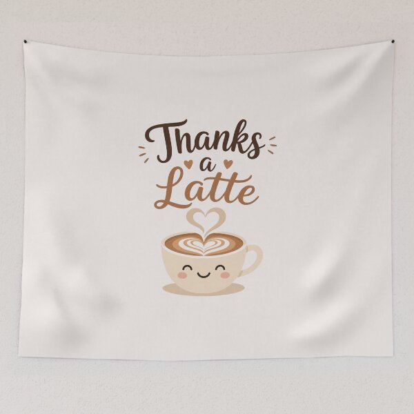 Item preview, Thanks A Latte Cute Coffee Pun Illustration designed and sold by Cerys-GS.