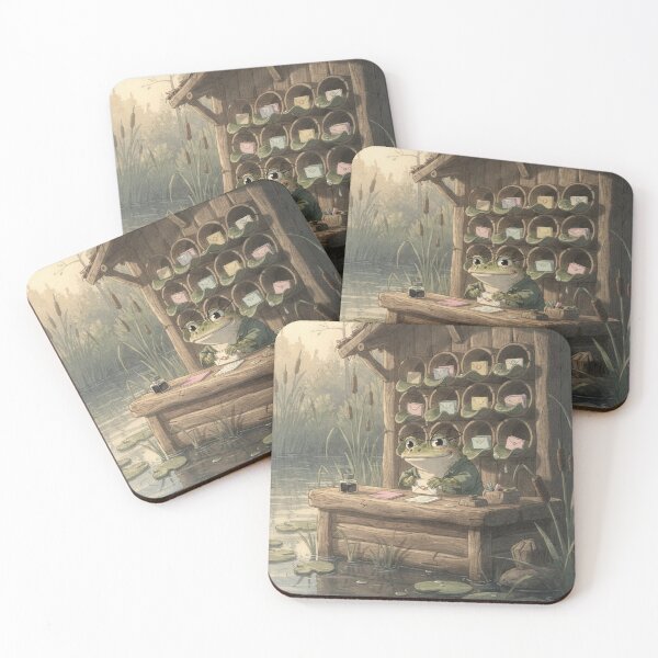 Item preview, Toad Postmaster Sorting the Lily-Pad Mail Cottagecore Art designed and sold by PictorialWhimsy.