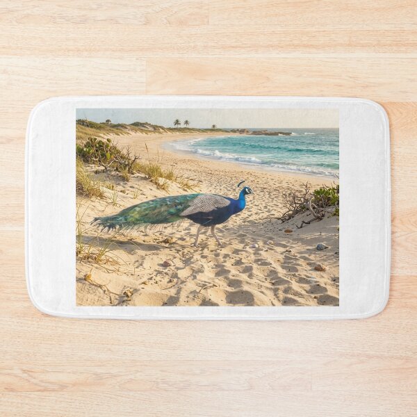 Item preview, Peacock on a Sunny Beach | Coastal Wildlife Nature Photography designed and sold by pbchan.