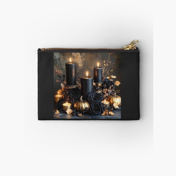 Item preview, Black Halloween Candles with Roses and Pumpkins Gothic Decor designed and sold by OksArtStudio.
