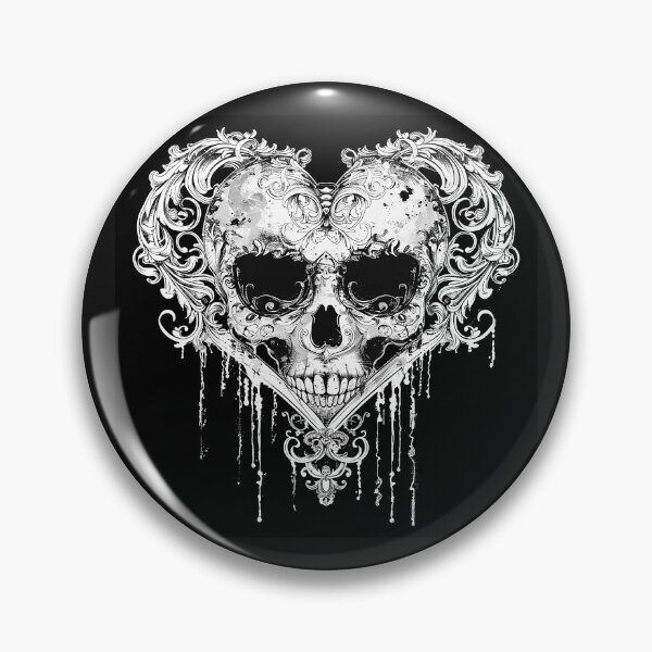 Item preview, Ornate Gothic Skull Heart with Baroque Filigree designed and sold by inkoutninja.