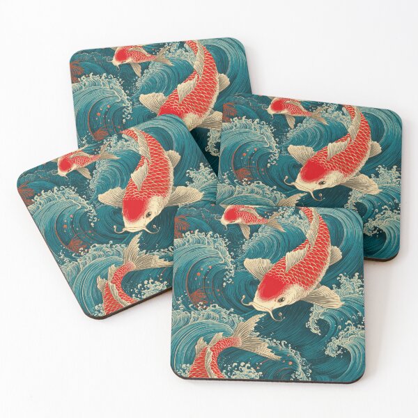 Item preview, Koi Fish in Ocean Waves designed and sold by weirdfishes123.