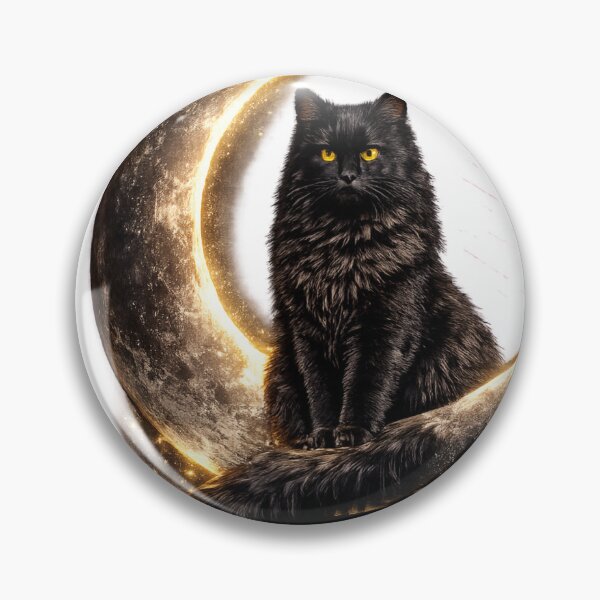 Item preview, Majestic Black Cat on Crescent Moon T-Shirt | Realistic Golden Eyes Cat | Gothic Cat Lover Gift designed and sold by Skedart.