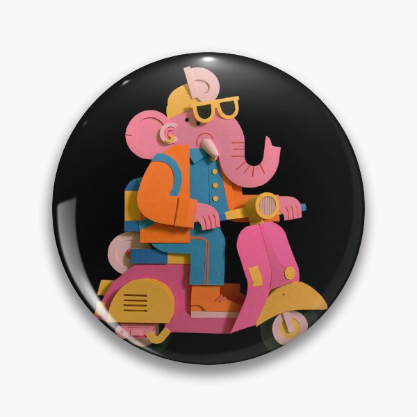 Item preview, Cool Streetwear Elephant Riding Pink Yellow Classic Scooter Orange Jacket Pop Art designed and sold by PANNARUK THAILAND.