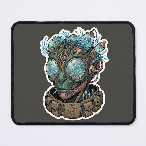 Item preview, Cyberpunk Alien Scientist Sticker | Biomechanical Reptile Android | Sci-Fi Tech Art | Futuristic AI Character | Steampunk Cyborg Design designed and sold by Bhaskar Digital Art.