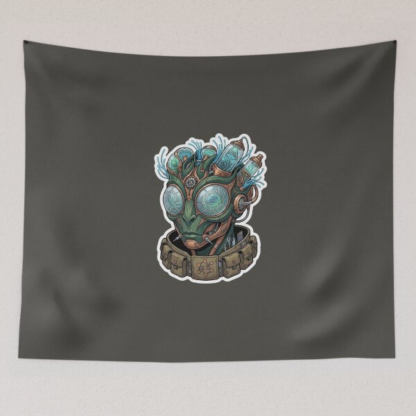 Item preview, Cyberpunk Alien Scientist Sticker | Biomechanical Reptile Android | Sci-Fi Tech Art | Futuristic AI Character | Steampunk Cyborg Design designed and sold by Bhaskar Digital Art.