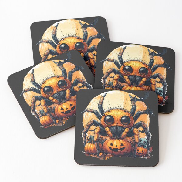 Item preview, Cute Halloween Spider with Jack O Lantern Under Full Moon designed and sold by OksArtStudio.