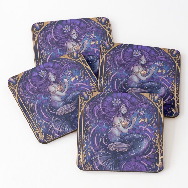 Item preview, Pisces Dark Fantasy Mermaid | Gothic Zodiac Art Nouveau | Mystical Wall Print designed and sold by RSDigitalPrintDesign.