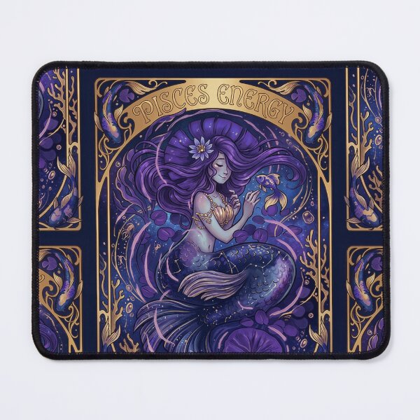 Item preview, Pisces Dark Fantasy Mermaid | Gothic Zodiac Art Nouveau | Mystical Wall Print designed and sold by RSDigitalPrintDesign.