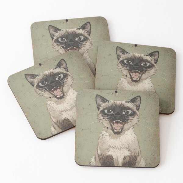 Item preview, Siamese Cat Yelling for Breakfast at 5 AM Folk Art designed and sold by PictorialWhimsy.