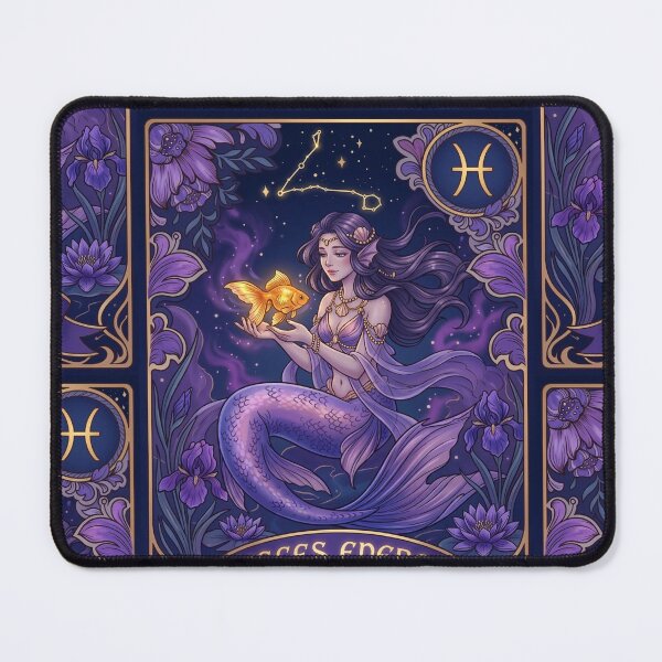 Item preview, Pisces Dark Fantasy Mermaid | Gothic Zodiac Art Nouveau | Mystical Wall Print designed and sold by RSDigitalPrintDesign.