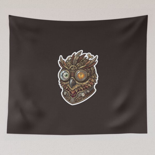 Item preview, Steampunk Owl Sticker | Mechanical Owl Illustration | Vintage Clockwork Bird | Retro Sci-Fi Art | Gothic Steampunk Design designed and sold by Bhaskar Digital Art.