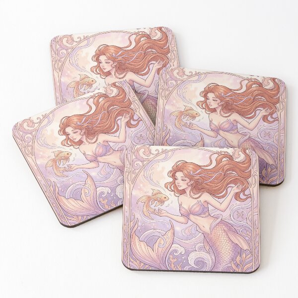 Item preview, Pisces Energy Mermaid | Kawaii Anime Zodiac Art | Cute Celestial Print designed and sold by RSDigitalPrintDesign.