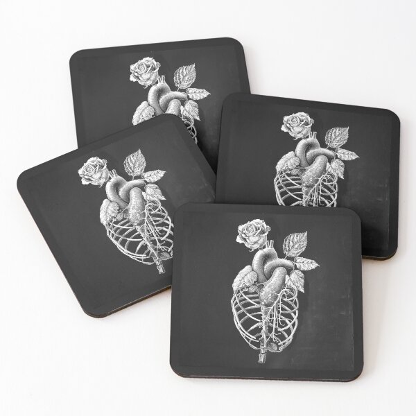 Item preview, Anatomical Heart and Rose Rib Cage Gothic Art designed and sold by inkoutninja.