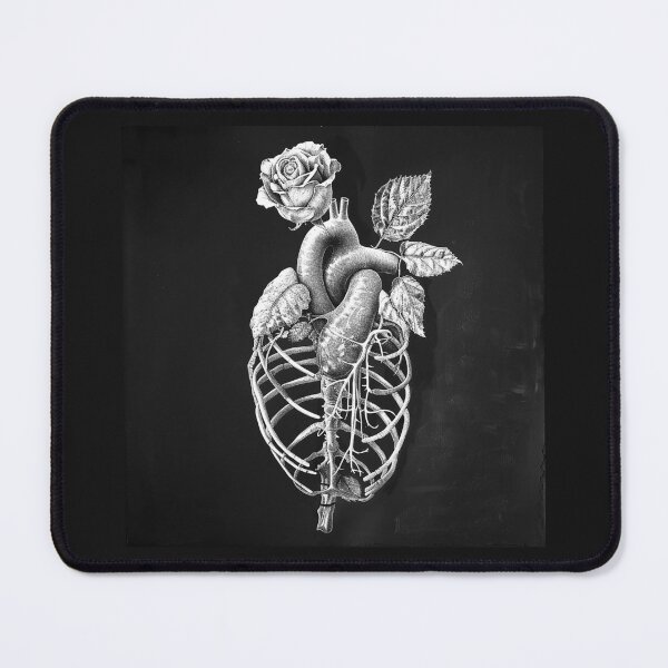 Item preview, Anatomical Heart and Rose Rib Cage Gothic Art designed and sold by inkoutninja.