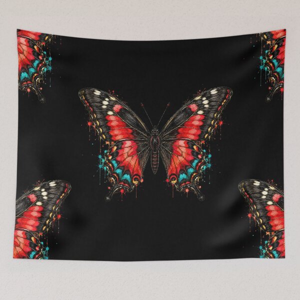 Item preview, Crimson Rose Butterfly Watercolor Art – Vibrant Nature Illustration designed and sold by ColorSplash123.