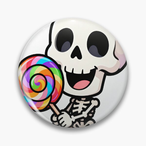 Item preview, Cute Happy Skeleton Holding Rainbow Lollipop Halloween Sticker designed and sold by OksArtStudio.