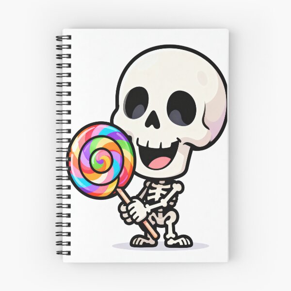 Item preview, Cute Happy Skeleton Holding Rainbow Lollipop Halloween Sticker designed and sold by OksArtStudio.