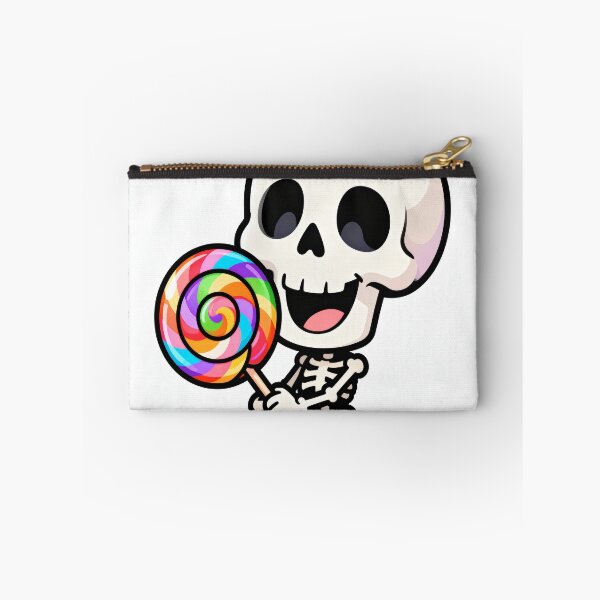 Item preview, Cute Happy Skeleton Holding Rainbow Lollipop Halloween Sticker designed and sold by OksArtStudio.