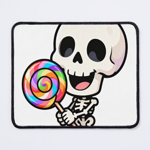 Item preview, Cute Happy Skeleton Holding Rainbow Lollipop Halloween Sticker designed and sold by OksArtStudio.