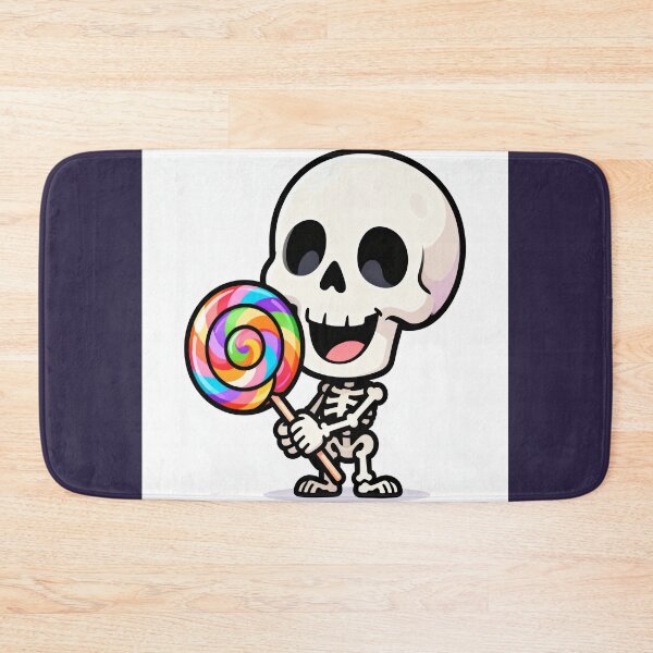 Item preview, Cute Happy Skeleton Holding Rainbow Lollipop Halloween Sticker designed and sold by OksArtStudio.