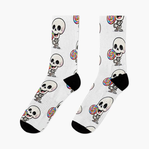 Item preview, Cute Happy Skeleton Holding Rainbow Lollipop Halloween Sticker designed and sold by OksArtStudio.