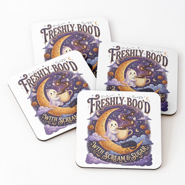 Item preview, Freshly Boo'd Cute Ghost Crescent Moon Coffee – Whimsical Celestial Halloween designed and sold by BumbleBloom7.