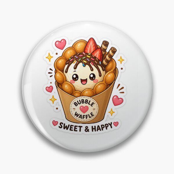 Item preview, Cute Kawaii Bubble Waffle Sticker - Sweet & Happy Dessert Cartoon designed and sold by dkdesign26.