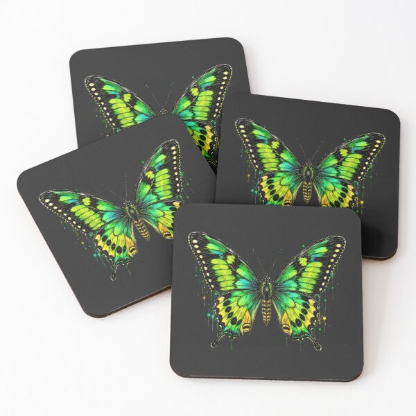 Item preview, Green Birdwing Butterfly Watercolor Art – Vibrant Tropical Nature Illustration designed and sold by ColorSplash123.