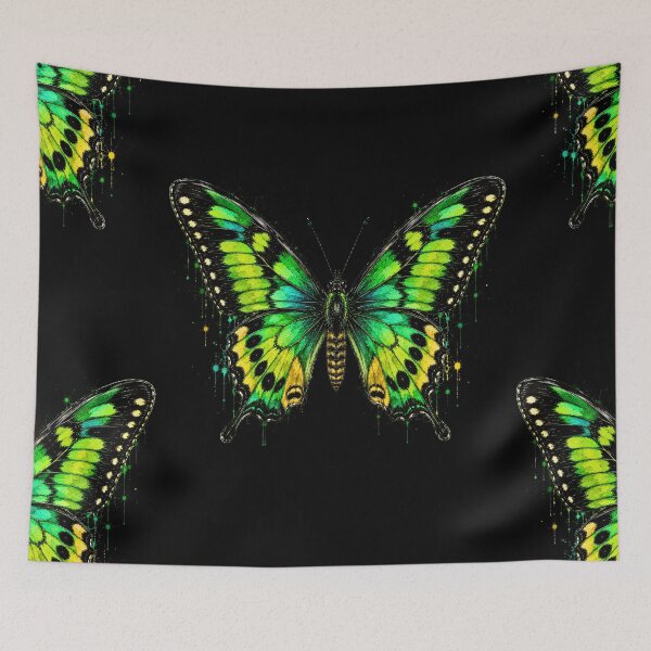 Item preview, Green Birdwing Butterfly Watercolor Art – Vibrant Tropical Nature Illustration designed and sold by ColorSplash123.